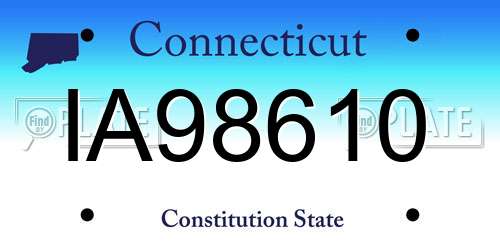 IA98610 Connecticut License Plate