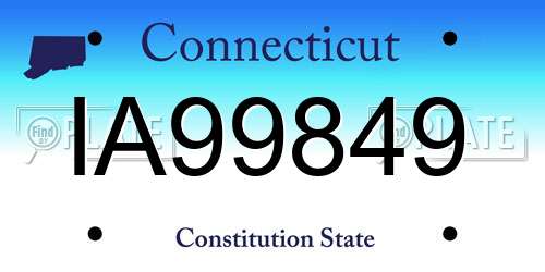 IA99849 Connecticut License Plate