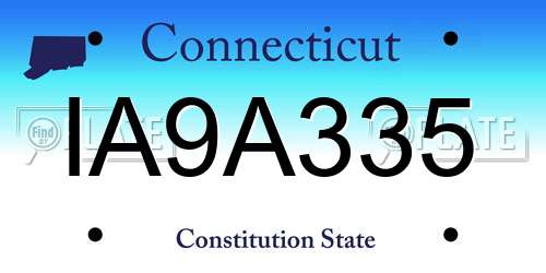 IA9A335 Connecticut License Plate