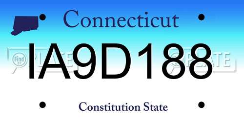 IA9D188 Connecticut License Plate