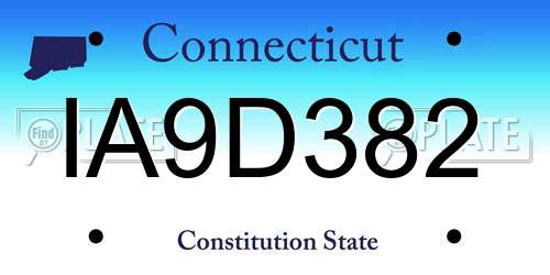 IA9D382 Connecticut License Plate