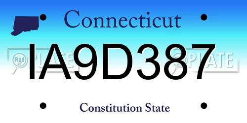 IA9D387 Connecticut License Plate