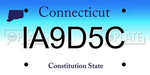 IA9D5C Connecticut License Plate