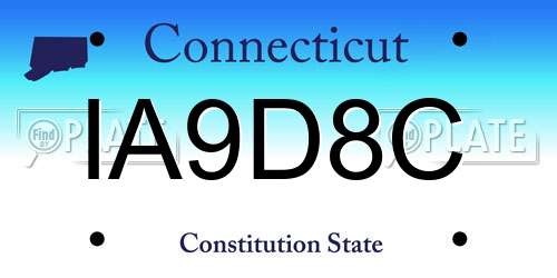 IA9D8C Connecticut License Plate
