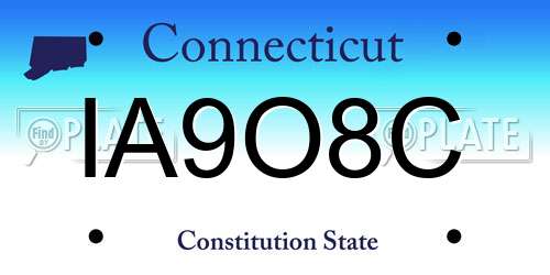 IA9O8C Connecticut License Plate