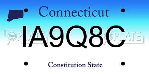 IA9Q8C Connecticut License Plate