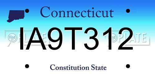 IA9T312 Connecticut License Plate