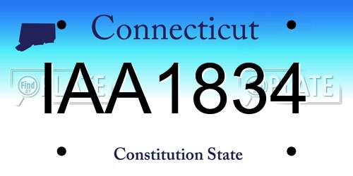 IAA1834 Connecticut License Plate