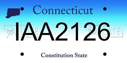 IAA2126 Connecticut License Plate