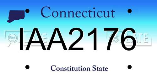 IAA2176 Connecticut License Plate