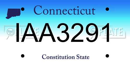 IAA3291 Connecticut License Plate