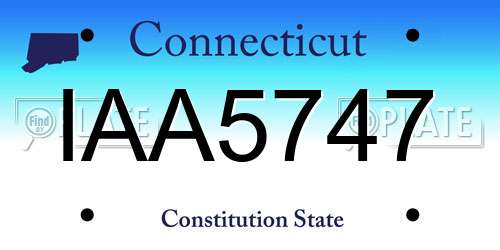 IAA5747 Connecticut License Plate