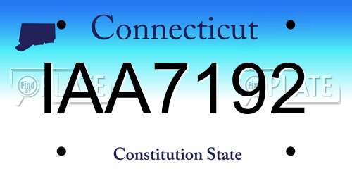 IAA7192 Connecticut License Plate