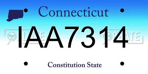 IAA7314 Connecticut License Plate