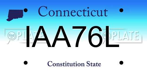 IAA76L Connecticut License Plate