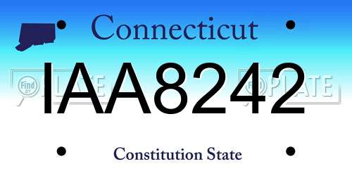 IAA8242 Connecticut License Plate
