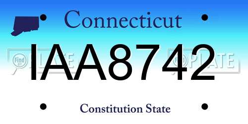 IAA8742 Connecticut License Plate