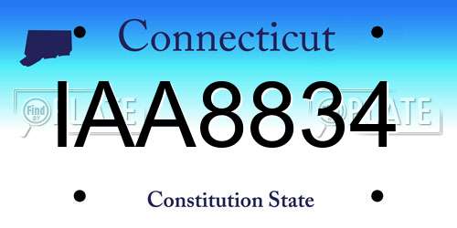 IAA8834 Connecticut License Plate