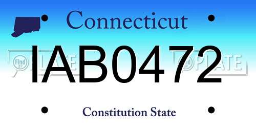 IAB0472 Connecticut License Plate