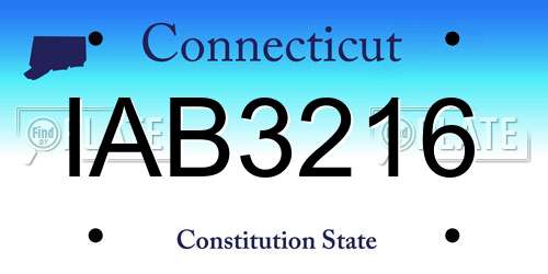 IAB3216 Connecticut License Plate