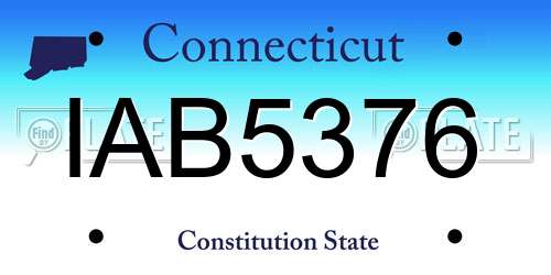 IAB5376 Connecticut License Plate