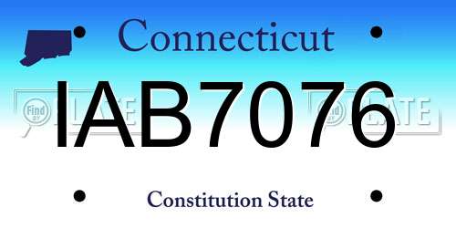IAB7076 Connecticut License Plate