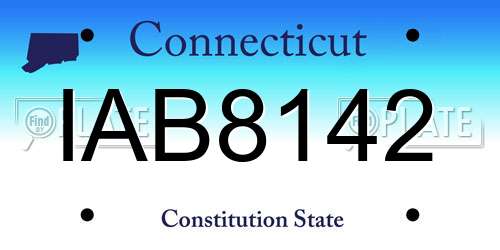 IAB8142 Connecticut License Plate