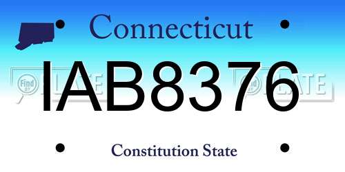 IAB8376 Connecticut License Plate