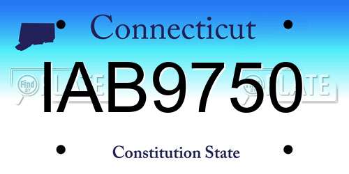 IAB9750 Connecticut License Plate