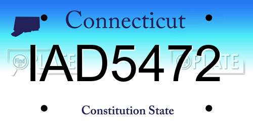 IAD5472 Connecticut License Plate