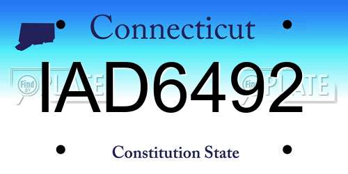 IAD6492 Connecticut License Plate