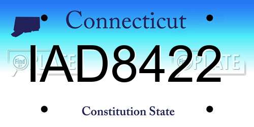 IAD8422 Connecticut License Plate