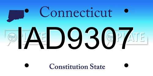 IAD9307 Connecticut License Plate