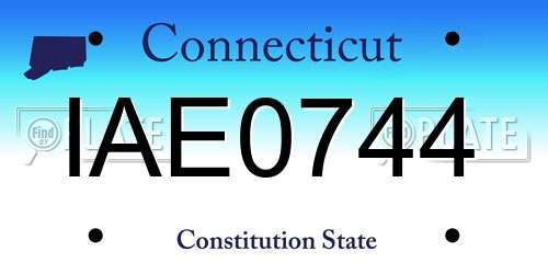 IAE0744 Connecticut License Plate