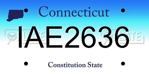 IAE2636 Connecticut License Plate
