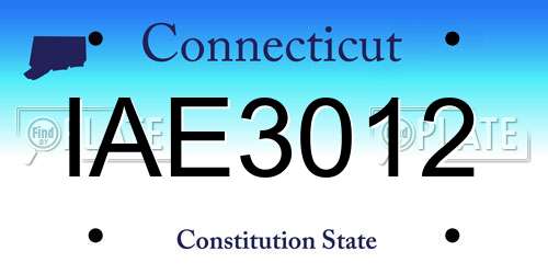 IAE3012 Connecticut License Plate