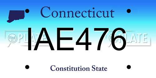 IAE476 Connecticut License Plate