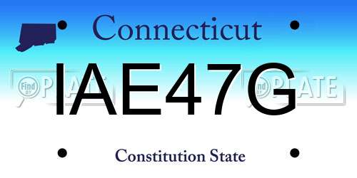 IAE47G Connecticut License Plate