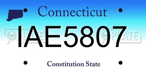 IAE5807 Connecticut License Plate