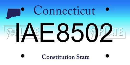IAE8502 Connecticut License Plate