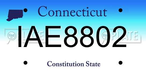 IAE8802 Connecticut License Plate