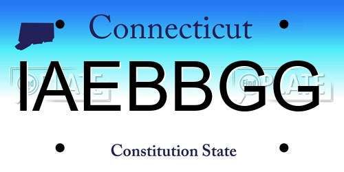IAEBBGG Connecticut License Plate