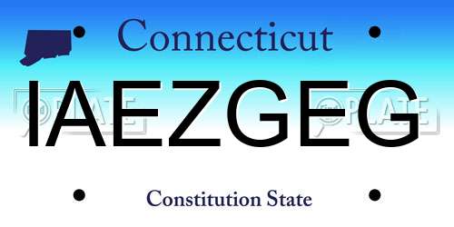 IAEZGEG Connecticut License Plate