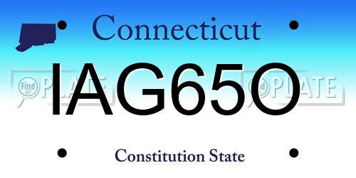IAG65O Connecticut License Plate