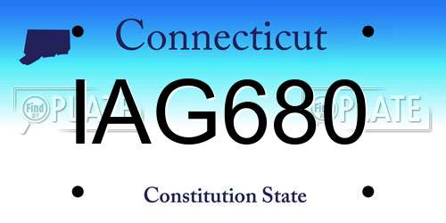 IAG680 Connecticut License Plate