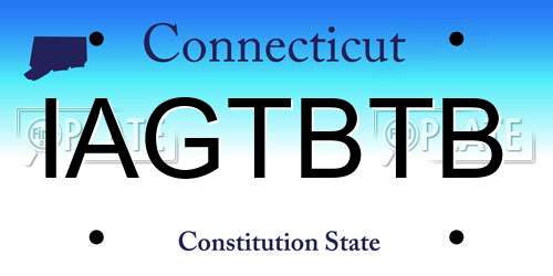 IAGTBTB Connecticut License Plate
