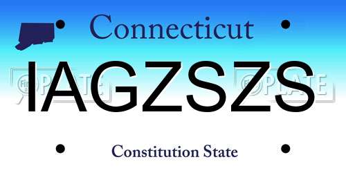 IAGZSZS Connecticut License Plate