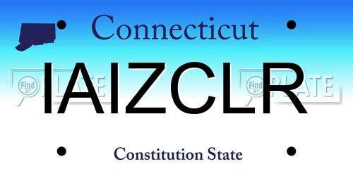 IAIZCLR Connecticut License Plate
