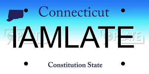 IAMLATE Connecticut License Plate