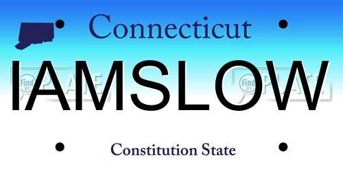 IAMSLOW Connecticut License Plate